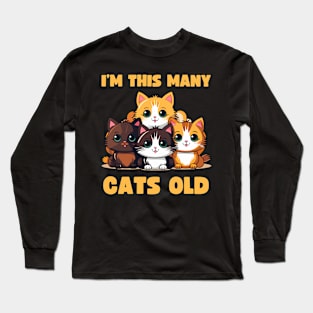 I'm This Many Cats Old 4th Birthday Long Sleeve T-Shirt